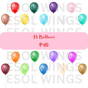 Luftballons Clipart | Regenbogen Luftballons Clipart Set 18 | sofortiger digitaler Download | PNG | persönliche & kommerzielle Nutzung