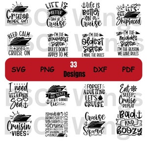 Cruise Svg Bundle of 33, Cruise SVG Digital Cut Files, Cruise Ship Png, Cruise Vacation Mode svg png dxf pdf files for Free Commercial Use