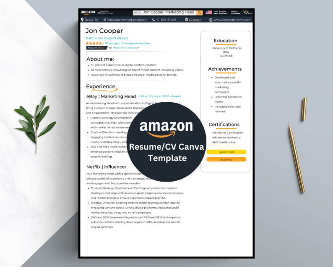 AMAZON Resume Template 2024 Amazon - Il 1080xN.6263188145 Oacu 