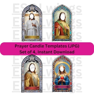 JPEG Prayer Candle Templates (Set of 4), JPG Prayer Candle Templates, Saint Image JPEG, prayer candle jpg, Digital Download Templates