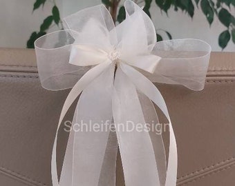 10 Stück 15x30 cm Kirchenschleifen Kirchenbankschleifen Kirchenschmuck Autoschleifen Antennenschleifen Spiegelschleifen creme Herz NEU