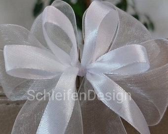 20er Pack Kirchenschleifen zur Hochzeit Weiß Creme Organza Antennenschleifen NEU 