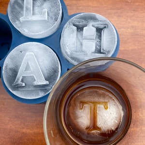 Custom Ice Cylinder Mold - Add Your Initials - Soft Silicone Mold Makes 2&quot; Tall Ice Cylinders, Add A Personal Touch To Whiskey Cocktail Hour