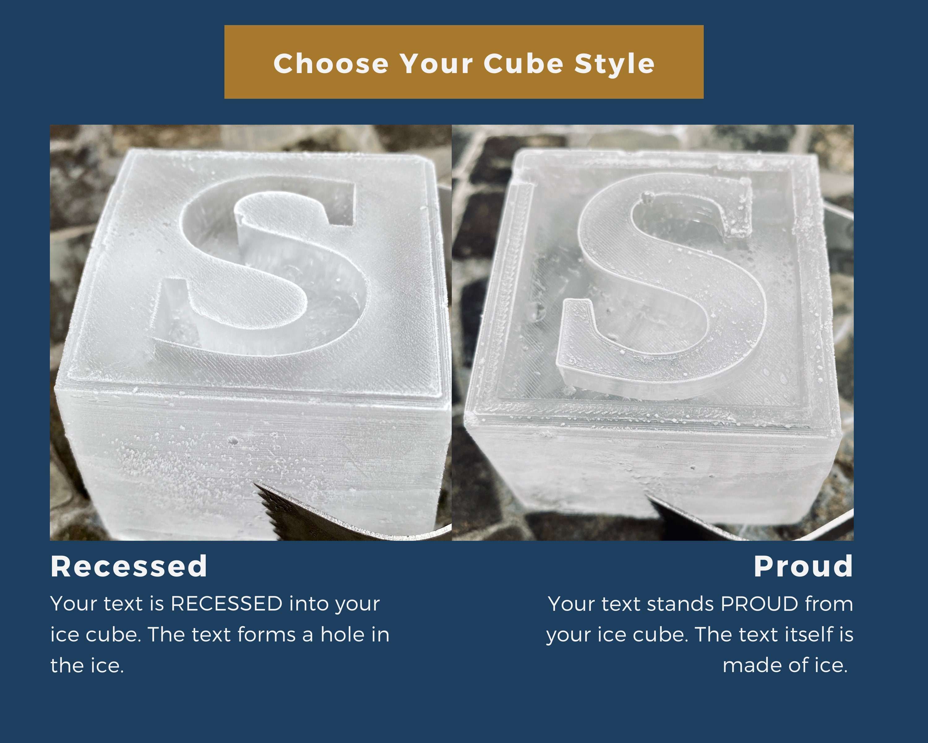 2 Custom Silicone Ice Cube Mold Makes 2 Cubes. Personalized Ice for Your  Whiskey or Rocks Glass, With YOUR Custom Text. -  Denmark