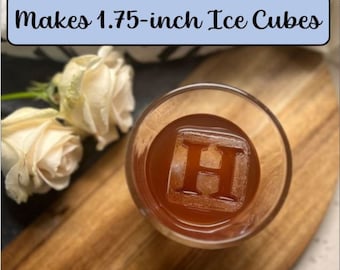 Custom Ice Cube Mold - Makes 1.75&quot; Cubes. Personalized Ice For Your Whiskey or Rocks Glass, With YOUR Custom Text.