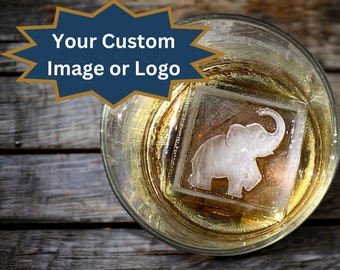 Custom Logo Ice Cube Mold - 2&quot; King Cubes, Custom Silicone Molds, Personalized Ice For Your Whiskey or Rocks Glass With YOUR Custom Text