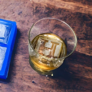 PREMIUM Custom Ice Mold, 2” Cubes With Initials, Monogram, Logo | Custom Silicone Molds | Gift For Whiskey Lover, Husband | Premium Material