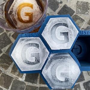 Custom Hexagon Ice Mold - Add Your Initials - Custom Silicone Molds - Gift For Whiskey Drinker - Personalized Ice Tray - Hexagon Ice Cubes