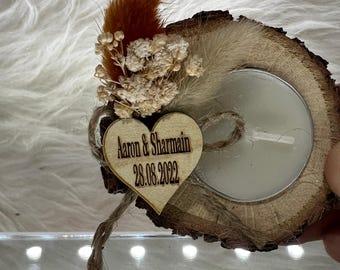 Personalized Wooden Tealight Holder,  Shower Favor For Guest, Wedding Favors for Guest in Bulk, Wedding Favors, Candle Wedding Favors
