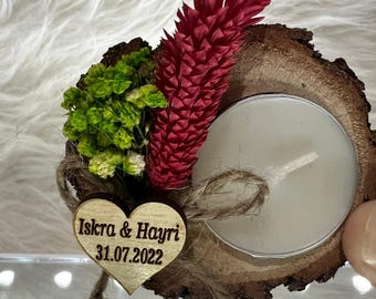 Personalized Wooden Tealight Holder,  Shower Favor For Guest, Wedding Favors for Guest in Bulk, Wedding Favors, Candle Wedding Favors