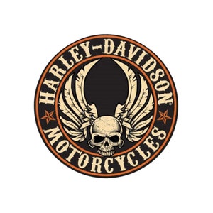 Harley Davidson Round Skull Wings Patch