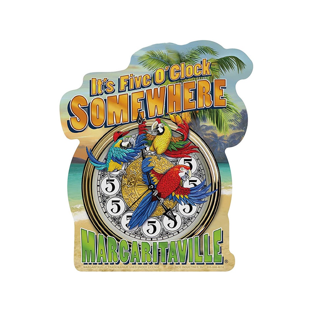 Margaritaville Clock 5 O Clock Somewhere 5 Inch Decal Etsy Canada