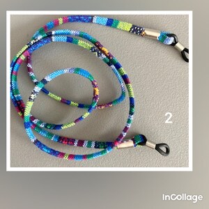 Gewebtes Brillenband Brillenkette boho bunt ethno verschiedene Farben für die Sonnenbrille Hellblau/bunt (2)