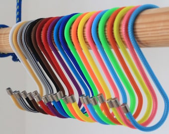 4.5 cm - Colorful Textile Fabric S-Hooks - Silver or Gold - Black, Gray, Red, Blue, Green, Purple, Yellow, Neon Kitchen Hooks, Kitchen Rod, Kitchen Utensils