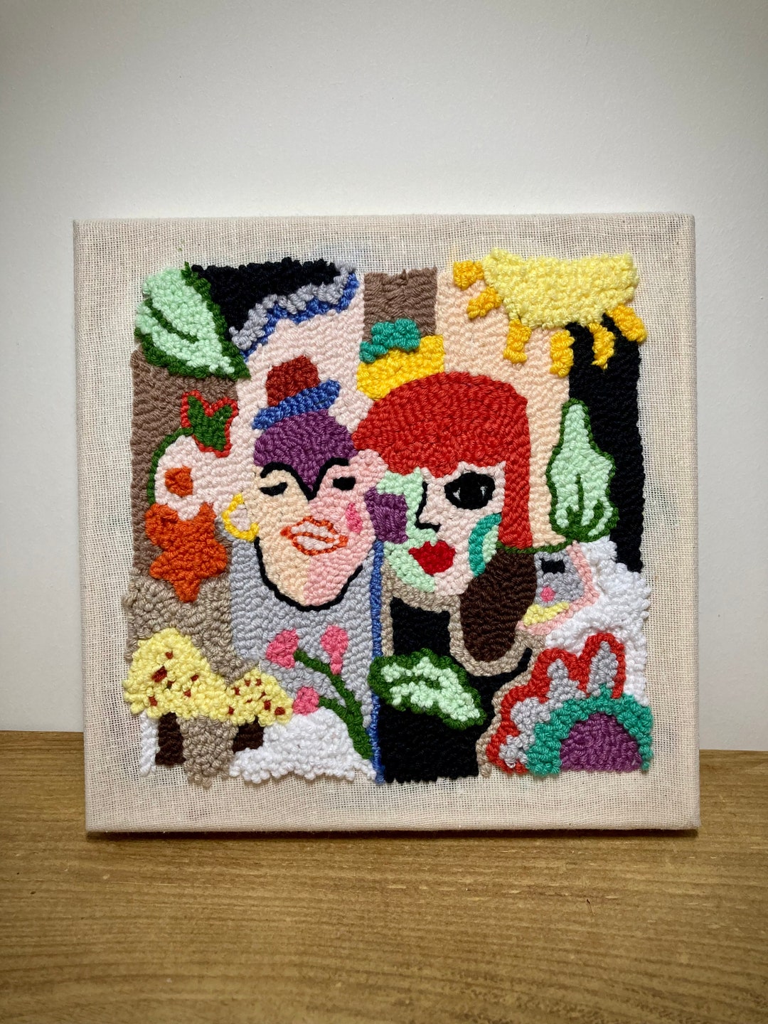 Artdeco Punch Needle Vertical Rectangle Wall Decor, Abstract Punch Wall