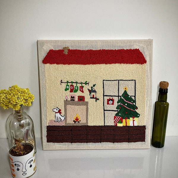Suspension murale capitonnée de Noël, décoration artistique en fibre faite main