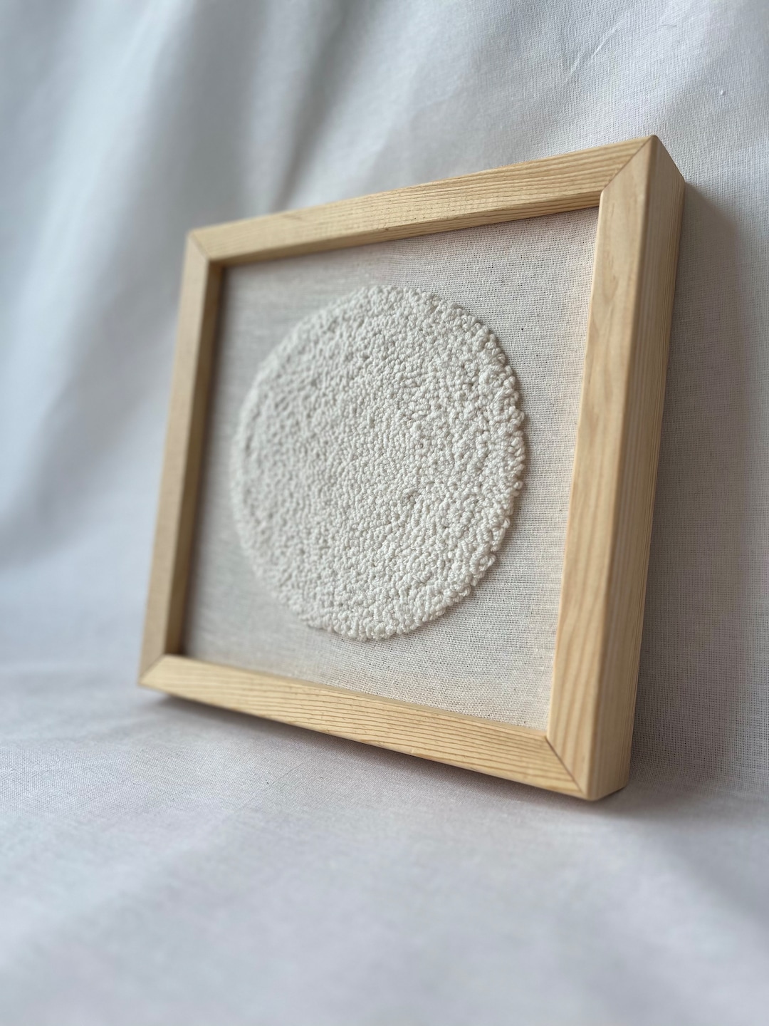 View of Massive Framed Wabi Sabi Wall Hanging, White Zen Theme Textile Art ...
