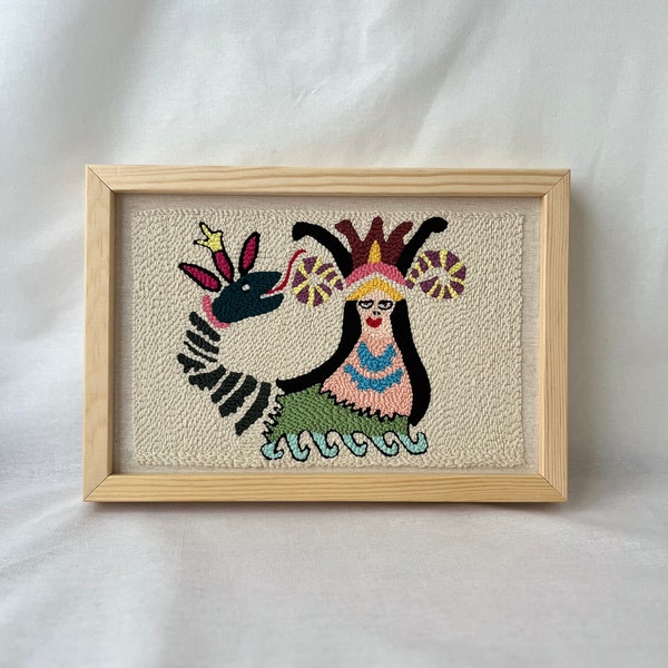 Art Shahmaran, femme serpent de la mythologie anatolienne, décoration murale mythologique turque, oeuvre d'art spirituelle bohème mystique