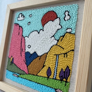 Hand Woven Framed Fiber Art: Colorful Mountain Dreamscape, Unique New Year Gift for Loved Ones, Christmas gift for art lovers
