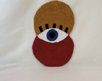 Evil Eye Wall Hanging, House Protection, New Home Gift Idea, Hand Tufted Wall Decor, Punch Needle Wall Decor, Eye Punch Needle Rug
