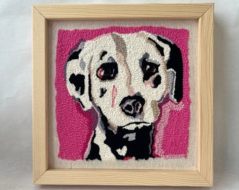 Custom Pet Portrait Framed Canvas Art: Handmade Punchwork Wall Hanging