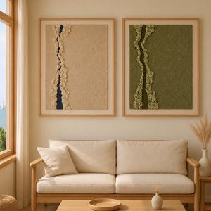 Oversized Green-Blue Wave Wall Hanging Art, Minimalist Coastal Decor for Narrow & Wide Walls Tapestry