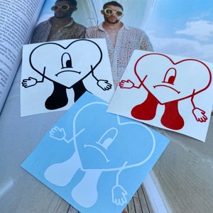 Bad Bunny Vinyl Decal, Un Verano Sin Ti, Bad Bunny Heart, Bad Bunny Sticker, Vinyl Decal, Heart Decal, El Conejo Malo