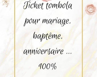 Book of 10 tombola tickets for weddings, birthdays...