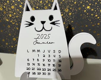 Small cat desk calendar 2025