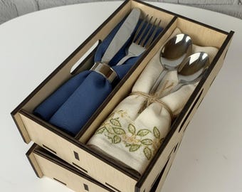 Wooden Cutlery Organizer for Kitchen & Restaurant, Handmade Utensil Holder, Restaurant Accessories