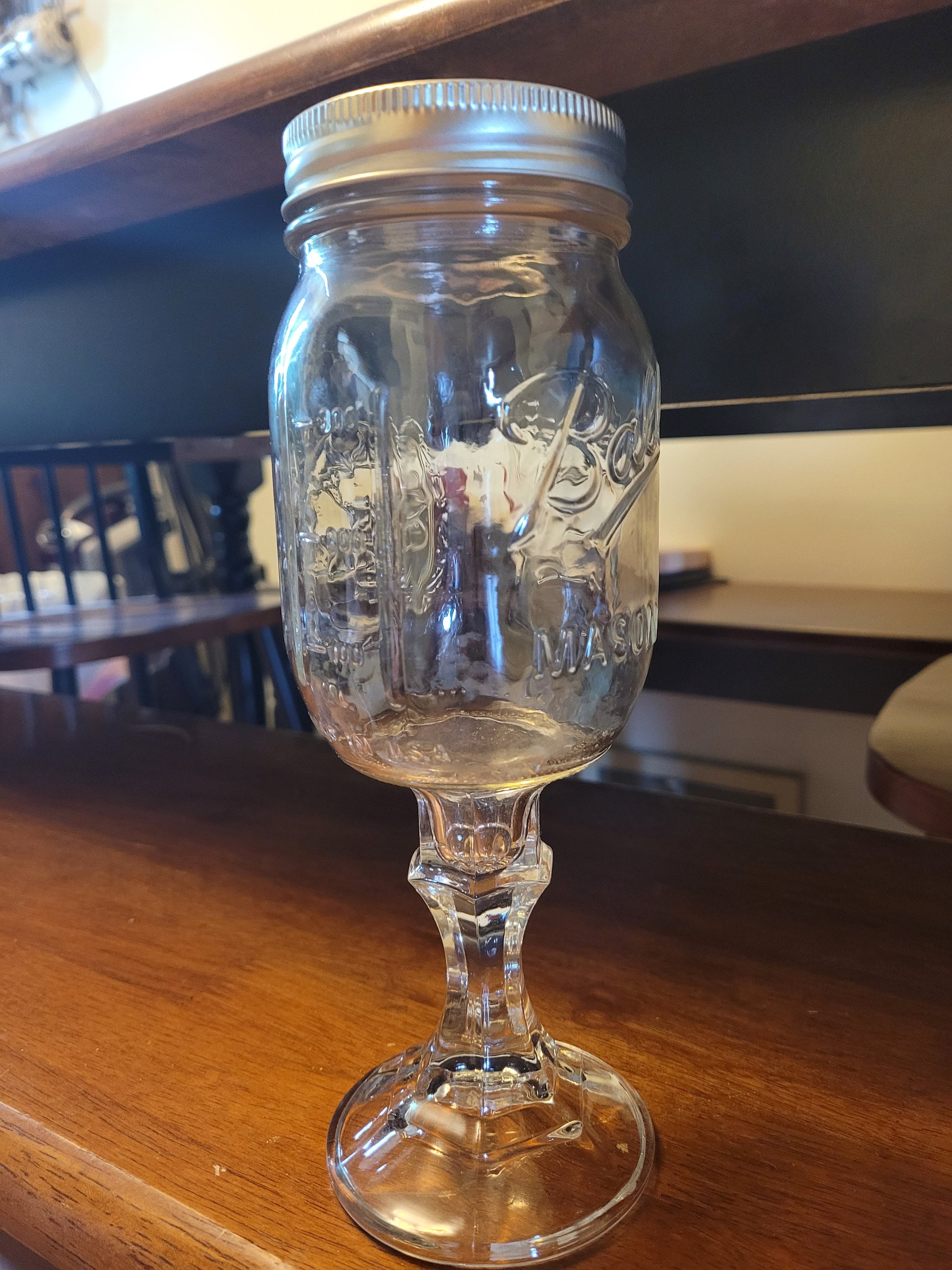 How to Turn Dollar Store Treasures Into Mason Jar Wine Glasses