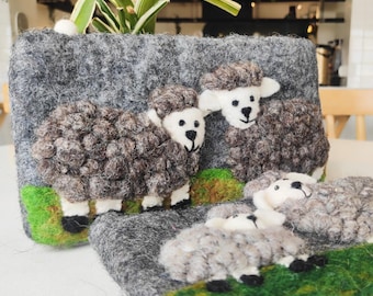 Handgefertigte Wollfilz Schaf Geldbörse: Umweltfreundliche Tiertasche