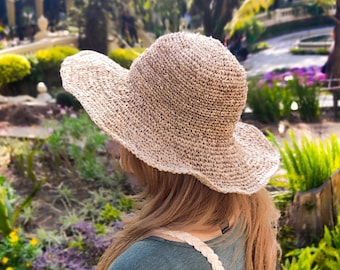 Chapeau ortie pour femme : chapeau à bord large classique et à la mode pour une protection estivale. Parfait pour l'extérieur, chapeau en fibre d'ortie respectueux de l'environnement.