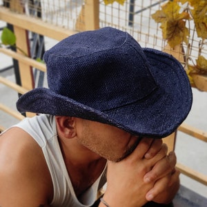 Chapeau en chanvre tissé pour hommes bord large léger et pliable parfait comme chapeau de soleil et de plage cadeau pour lui image 1