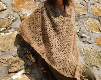 Handmade Nettle Poncho: Crocheted for Boho Hippies Seeking Eco-Friendly Style, designed for summer