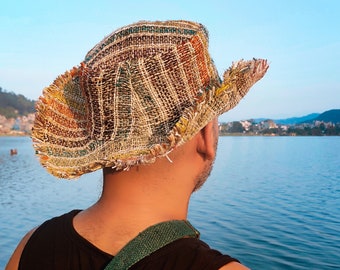 Chapeau de plage en chanvre pour homme, Chapeau de paille coloré pour la mode estivale