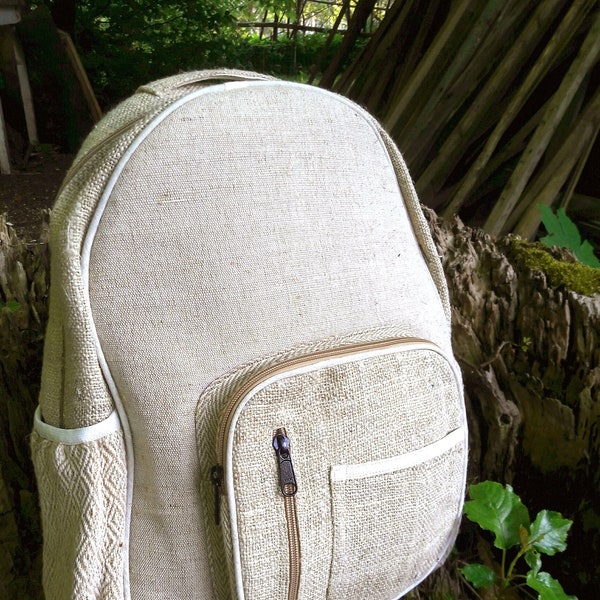 Hemp Laptop Backpack: Professional Simplicity for Casual Elegance,Nature-Inspired hemp rucksack with Laptop Sleeve