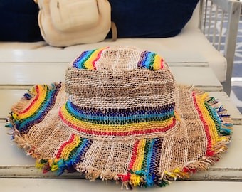Trendy and Sustainable Women's Beach Hat,Handmade with Natural Hemp.