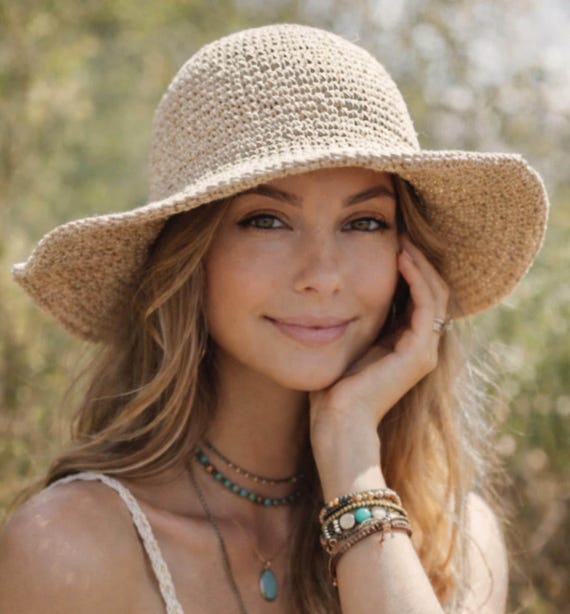 Handcrafted Hemp & Cotton Crochet Wide Brim Hat: Bohemian Sun Protection
