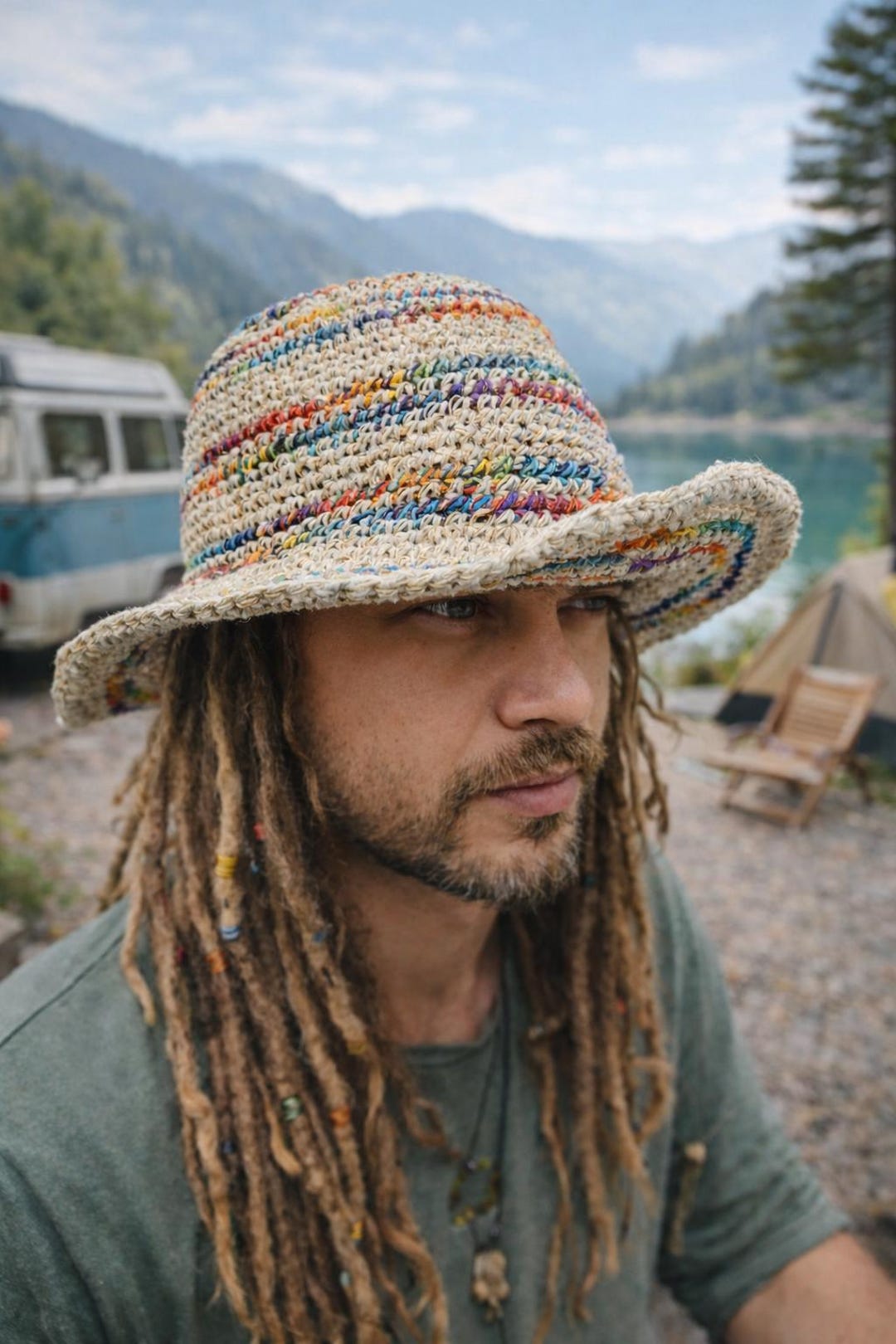Men's Crochet Hemp Bucket Hat – Handmade Boho Festival Style - Etsy