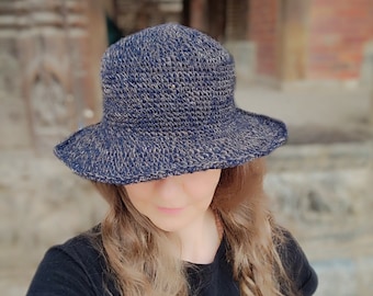 Capeline crochetée en chanvre et coton - pliable, respirante, protection soleil - cadeaux pour elle