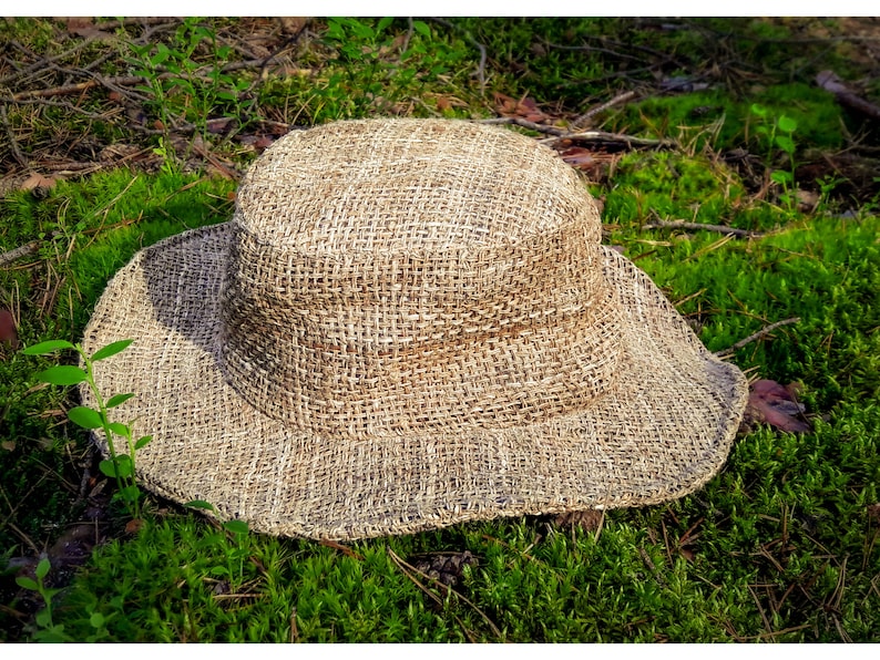 Chapeau en chanvre Chapeau de soleil pour l'été Tissu éco-responsable, Mode Ethique Protection soleil plage Chapeau en chanvre Cabane de Hanf image 1
