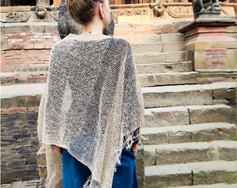 Wild Nettle Poncho: Handcrafted Bohemian Cape for Nature Lovers and Free Spirits