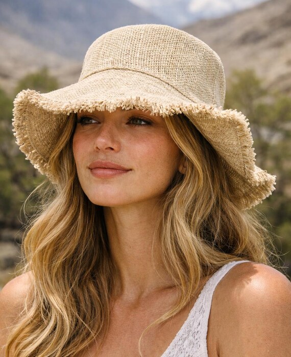 Hemp Wide Brim Sun Hat: Wire-free Boho Beach Style (57-59cm  display picture 3