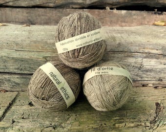 Pelote de fil d'ortie - Fil d'ortie Naturel et Durable - Fil pour tissage, trykot, szydełko, makrama - Fabrication d'accessoires à la main
