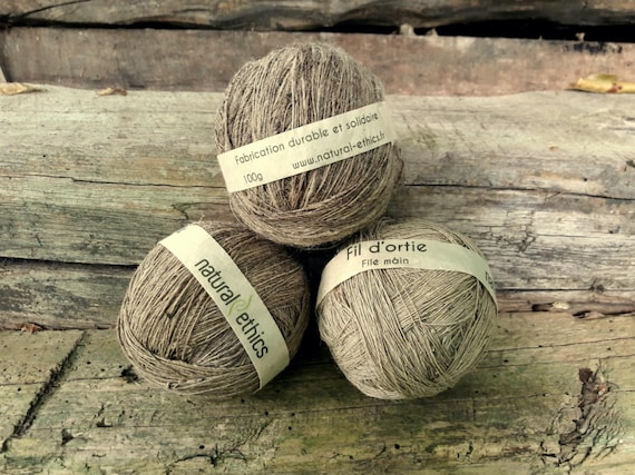 Pelote de fil d'ortie - Fil d'ortie Naturel et Durable - Fil pour tissage, tricot, crochet, macramé - Fabrication d'accessoires à la main