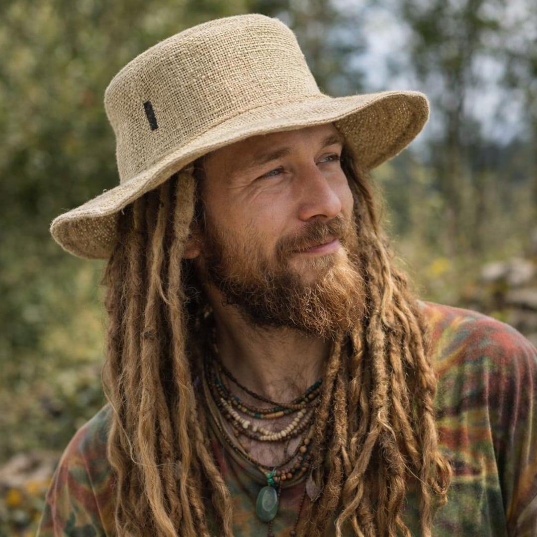 Wide Brim Sun Hat - Natural Hemp & Gheri Blend - Foldable & Packable Handmade Natural Hemp Sun Hat – Eco-Friendly Wide Brim Hat  main image 2