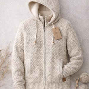 Premium Wool Sweater Women – Cozy Zip Up Hoodie Jacket – Pull Laine Femme– Handmade Winter Knit – Wollpullover Damen image 3