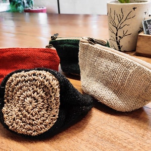 Handmade Crochet Hemp Money Purse - Eco-Friendly Wallet for Cash and Coins-small gift idea