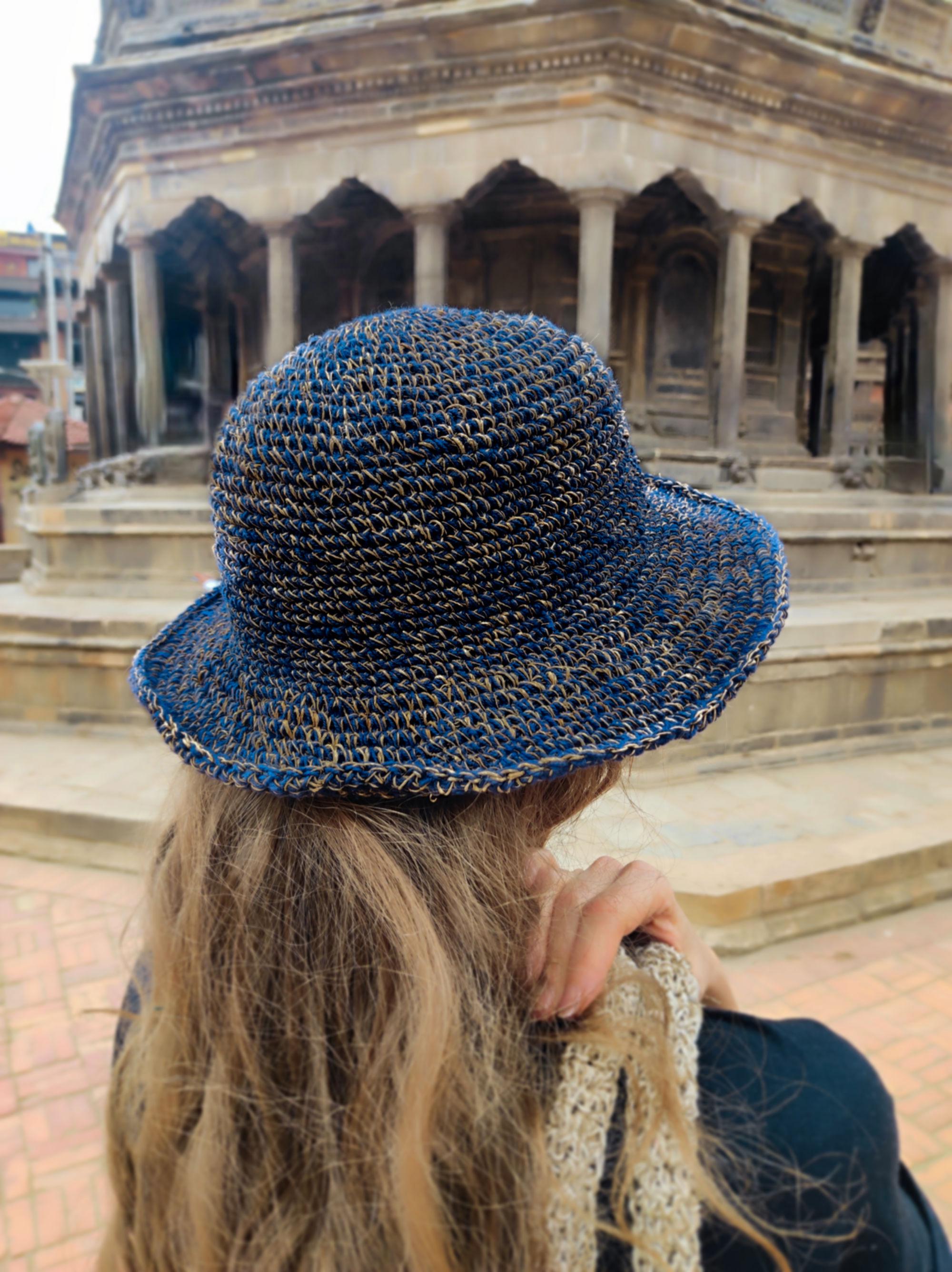 Handmade Hemp Blend Crocheted Hat: Foldable Bohemian Sun Hat  display picture 3